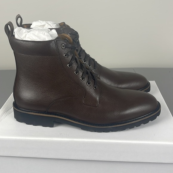 Donald Pliner James Lace Up Pebbled Leather Boot. - Picture 4 of 10